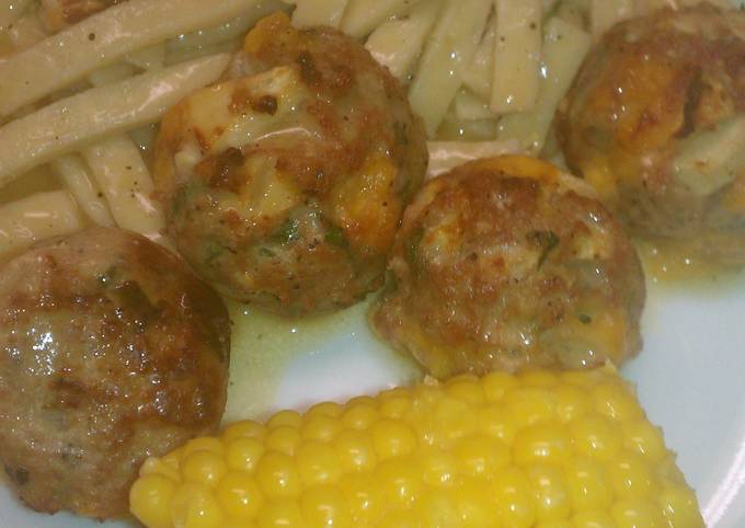 apple cheddar pork meatballs recipe main photo