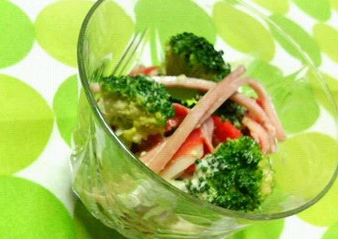 broccoli and crabsticks with sesame mayonnaise vinegar sauce recipe main photo