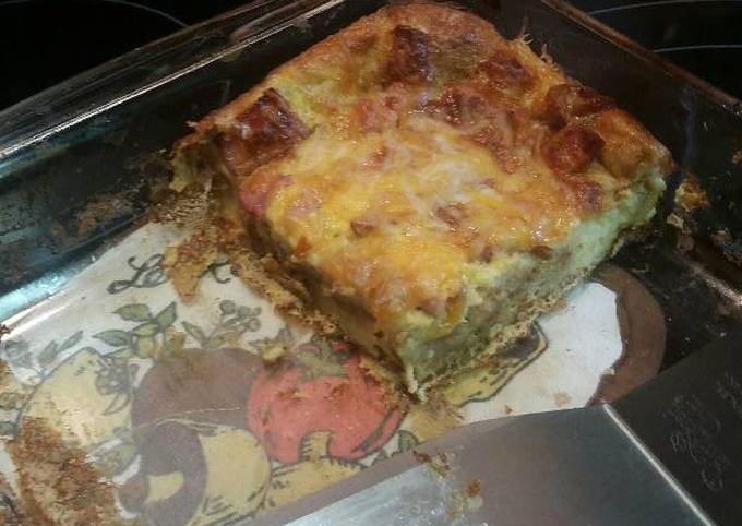 cheesy egg ham strata recipe main photo