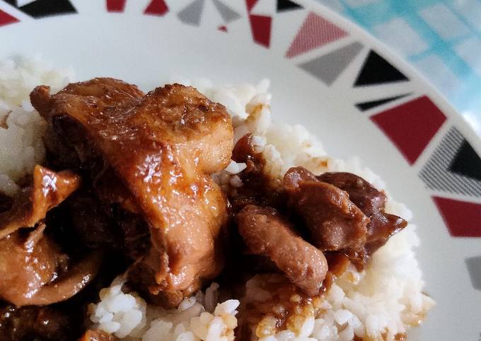 chicken adobo with chicken gizzard and liver recipe main photo