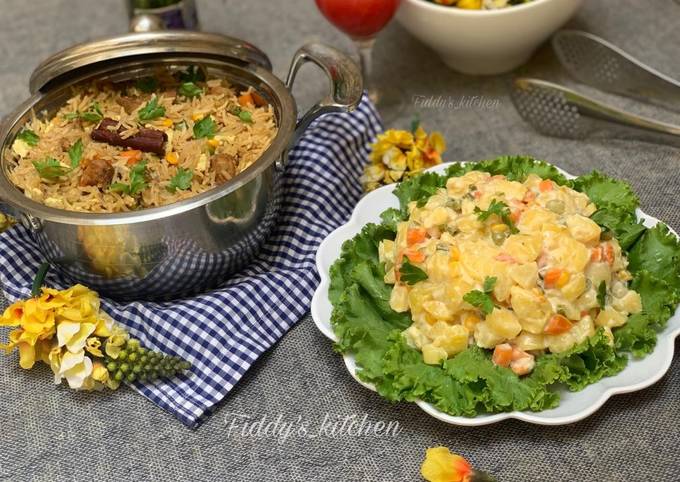 chinese fried rice with russian salad recipe main photo