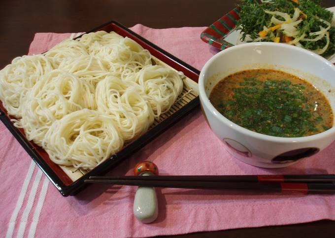 dipped somen noodles in sesame dipping sauce recipe main photo