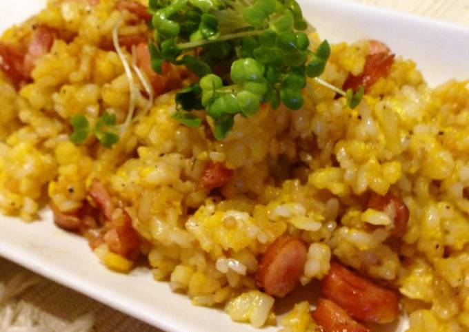 easy breakfast in just 5 minutes fried rice with sausage recipe main photo