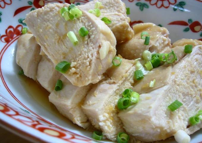 easy with a microwave chicken breast simmered in ginger soy sauce recipe main photo