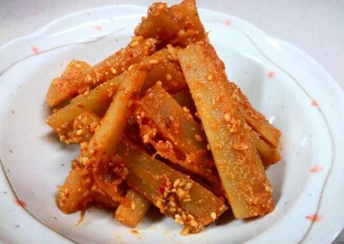 korean style sesame seasoned burdock with chili pepper and vinegar miso sauce recipe main photo