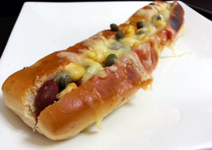 pizza beans in hotdog bun recipe main photo