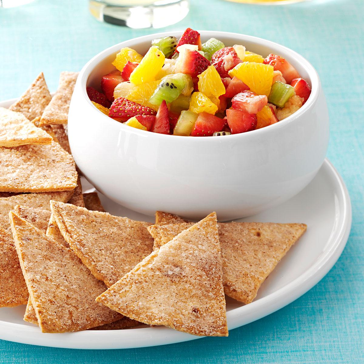 recipe of ultimate fruit salsa with cinnamon sugar chips