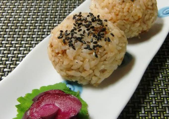 rice balls with soy sauce bonito flakes and sesame salt recipe main photo