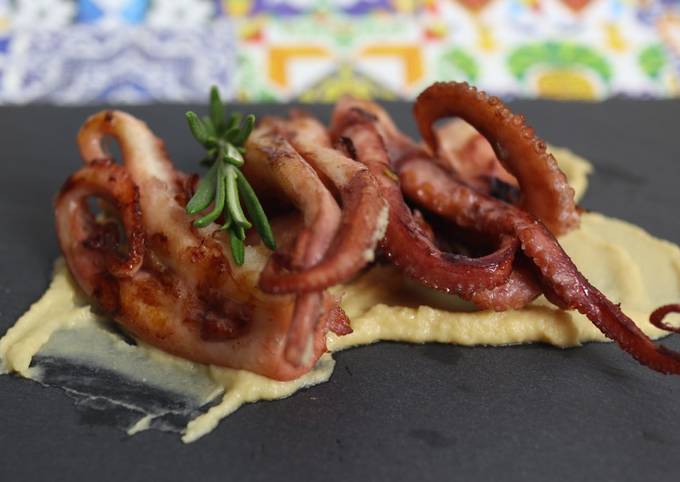 roasted octopus on fragrant chickpea puree recipe main photo