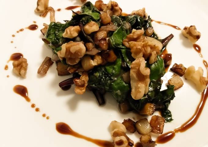 sauteed beet greens with apple walnuts and balsamic recipe main photo