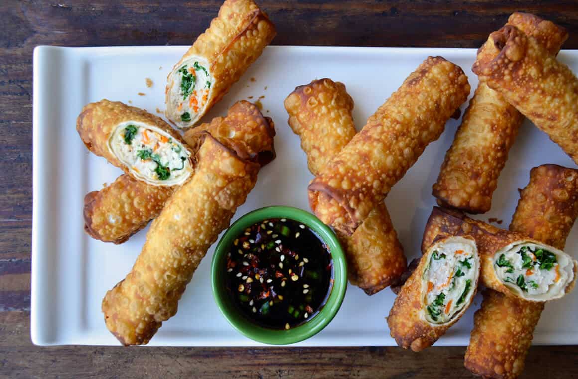 simple way to make speedy chicken kale spring rolls