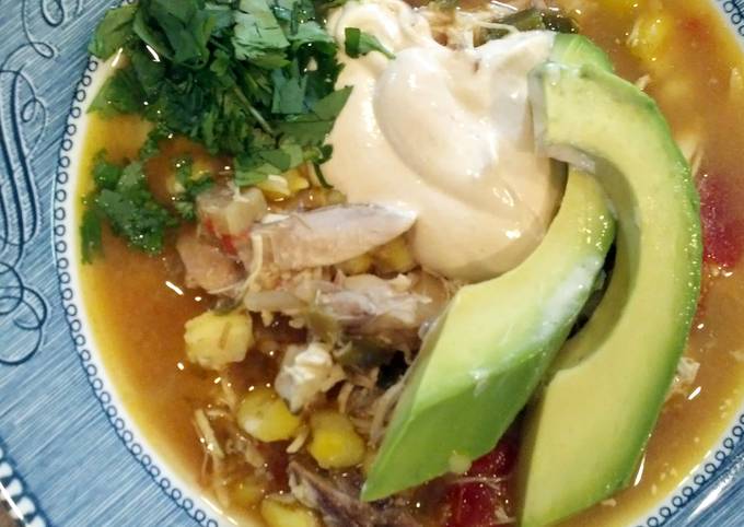 slow cooker chicken and poblano posole recipe main photo