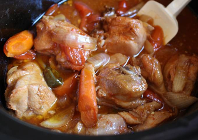 slow cooker korean style spicy soy sauce chicken recipe main photo