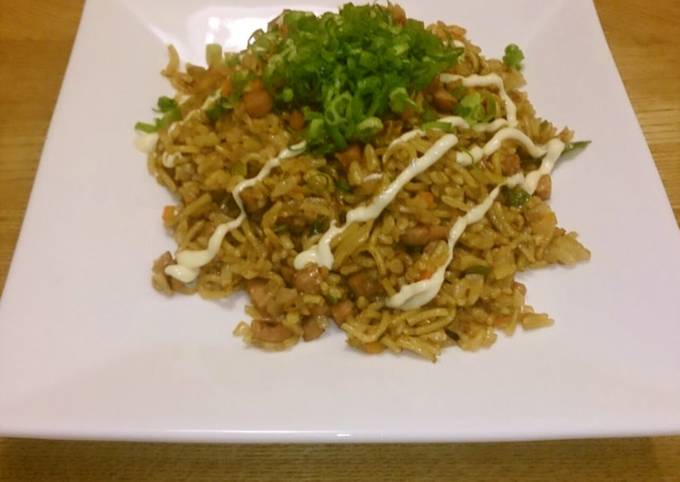 sobameshi yakisoba noodles with rice with leftover vegetables recipe main photo