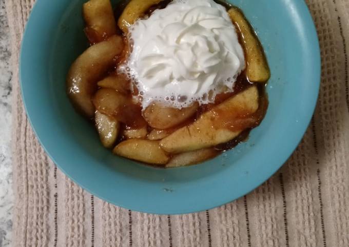 southern fried apples with homemade whipped cream recipe main photo