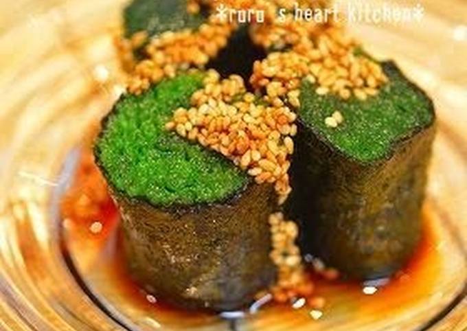 spinach roll dressed in sesame and soy sauce recipe main photo