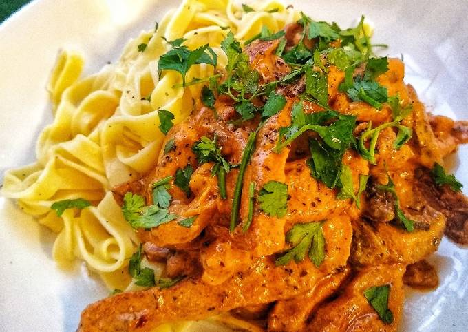 succulent pork stroganoff with tagliatelle recipe main photo