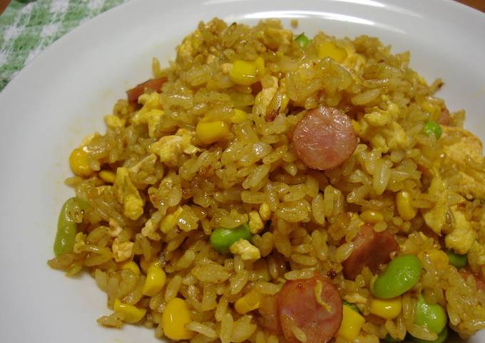 with yakisoba sauce curry flavored fried rice recipe main photo