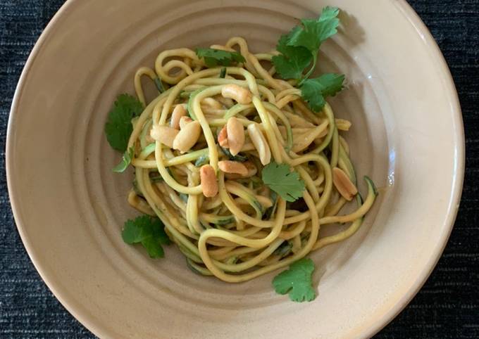 zucchini noodles with peanut sesame sauce recipe main photo