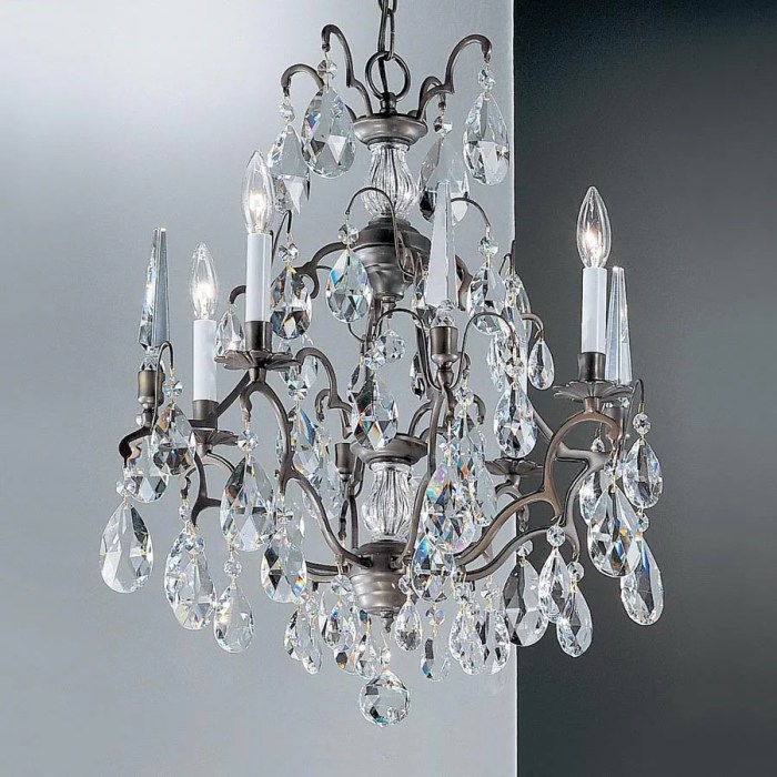 Vintage bronze crystal chandelier