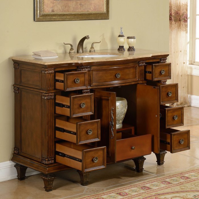 48 inch Travertine Stone Top Bathroom Single Sink Vanity