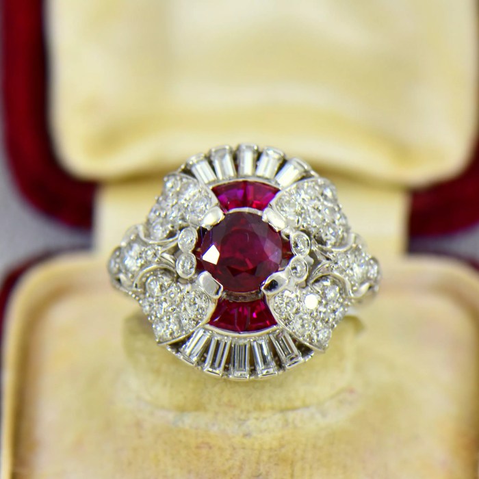 Art deco diamond ruby ring