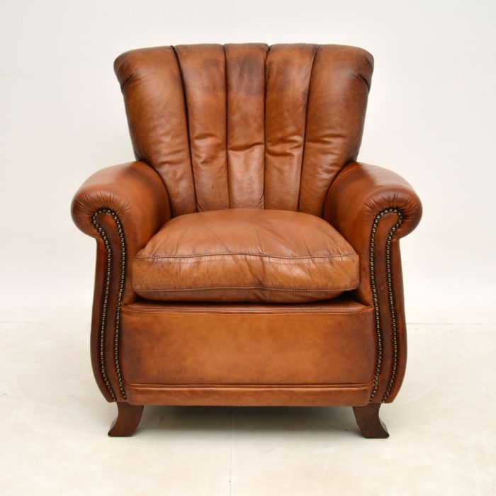 antique leather club armchair 8