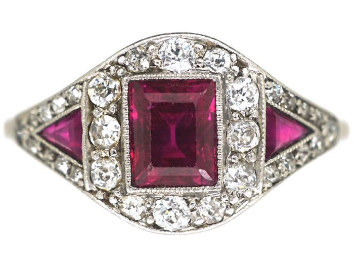 Art deco diamond ruby ring