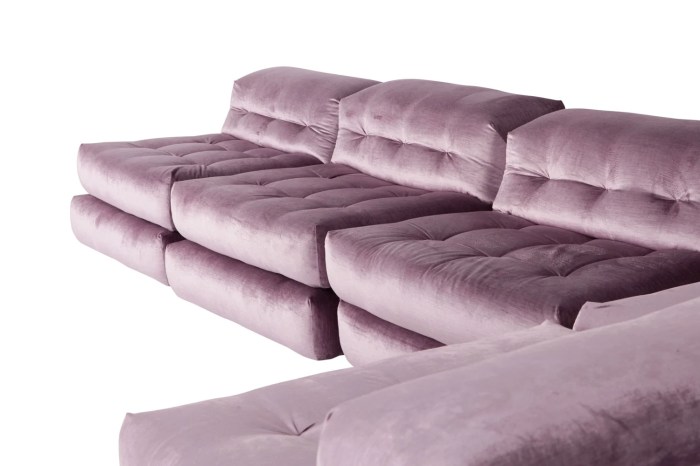 vintage modular sofa in purple velvet by roche bobois 1970s