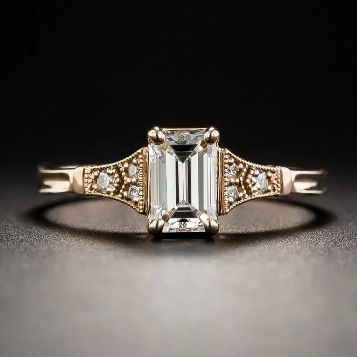 Emerald cut diamond vintage ring