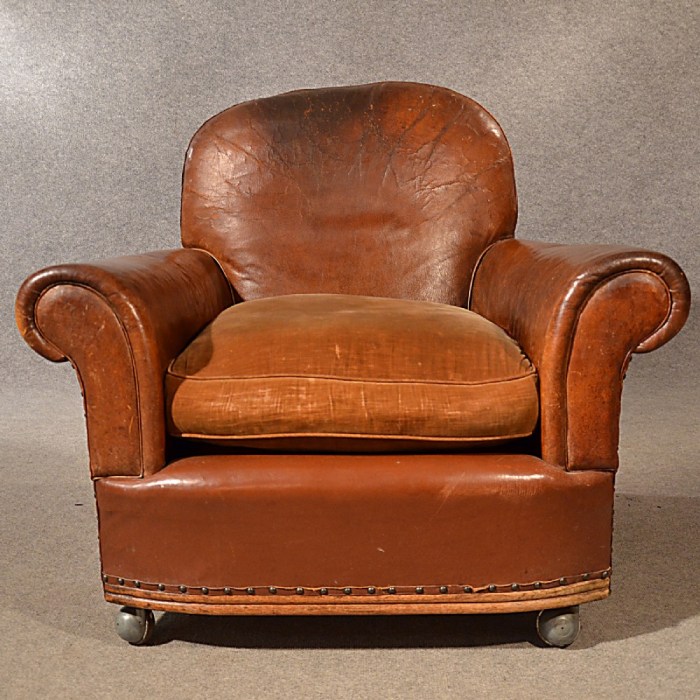 Antique leather club armchair