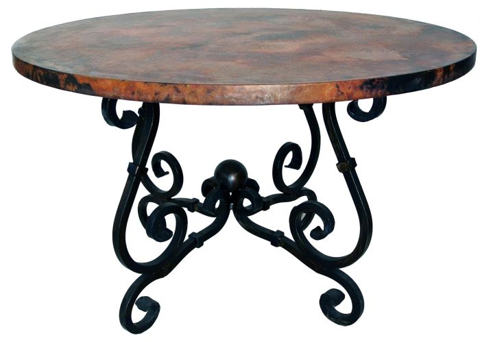 Iron table wrought round copper coffee dining furniture base wood french tables prima legs rod kitchen stunning decorative glass console